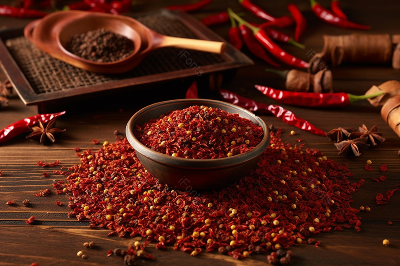 桌子上的五香料调味香料花椒辣椒食材摄影图,高清,摄影图,摄影图片,图片大全,摄影图免费下载